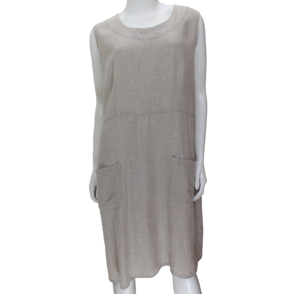 Flax Dresses & Skirts - FLAX 100% Linen Jumper Dress Sheath Lagenlook Artsy Pockets EUC